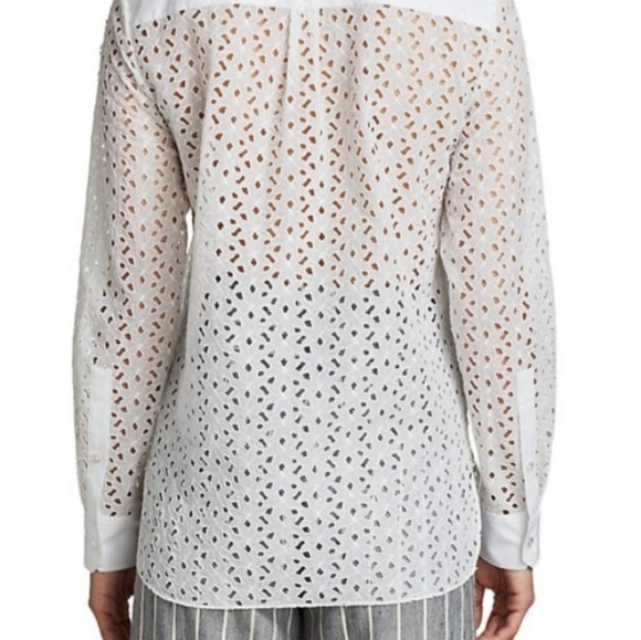 🌙HP💫NWT Theory Daisy Eyelet Cotton Silk Shirt - Picture 5 of 14